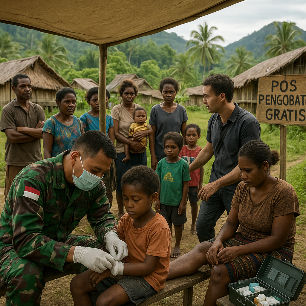 Dokter Dadakan di Pedalaman: Satgas Yonif 757/GV Obati Luka Warga dan Anak-anak di Kampung Jae