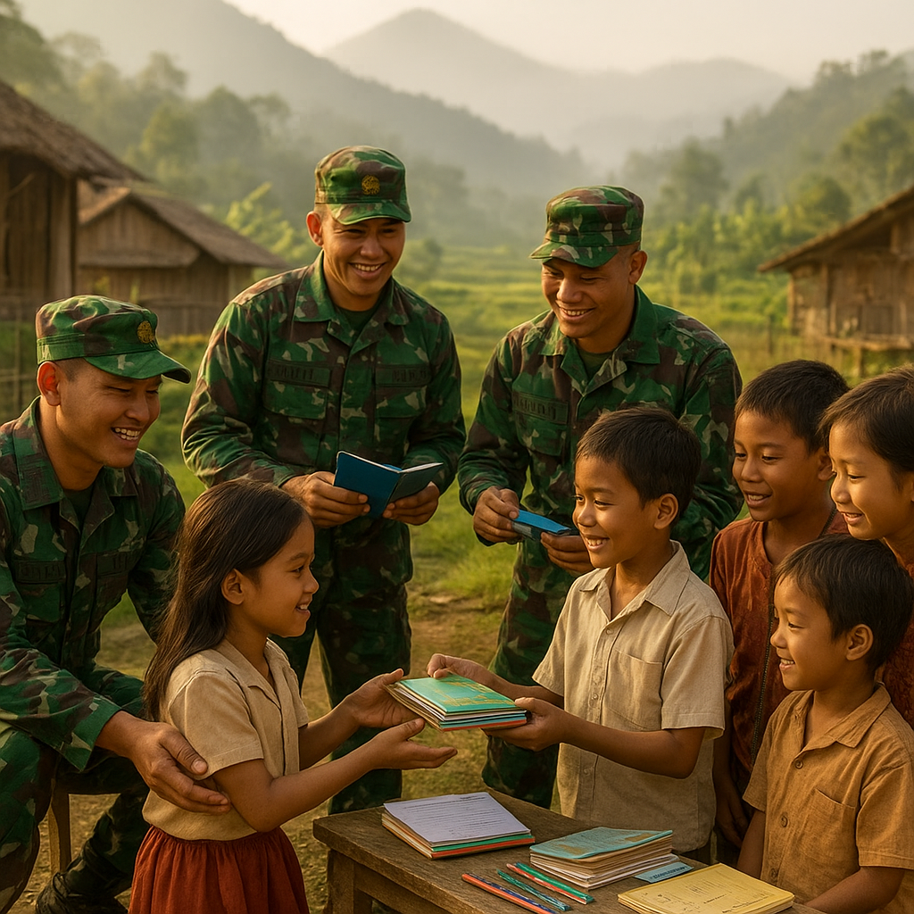 TNI Serahkan Bantuan Pendidikan untuk Anak-Anak Desa di Pegunungan Jawa Barat