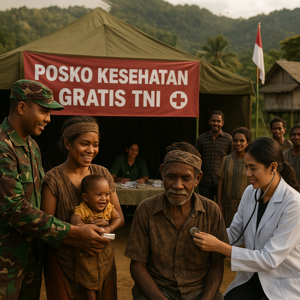 TNI Membuka Posko Kesehatan Gratis untuk Warga Desa di Papua