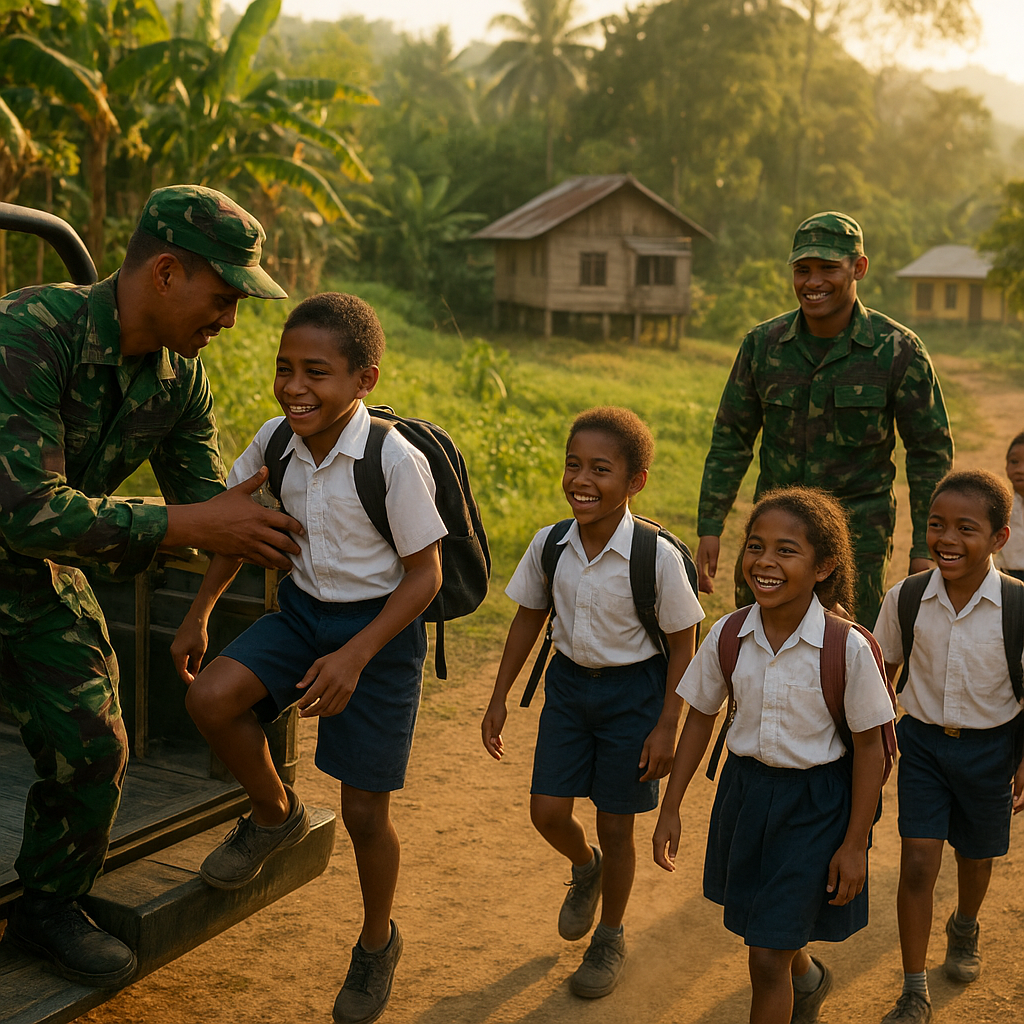 Dari Kebun ke Sekolah: TNI Bantu Antar Anak-Anak Pedalaman Papua ke Ruang Kelas