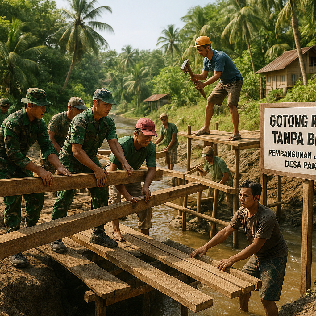 Gotong Royong Tanpa Batas, TNI Pimpin Pembangunan Jembatan di Desa Pakava