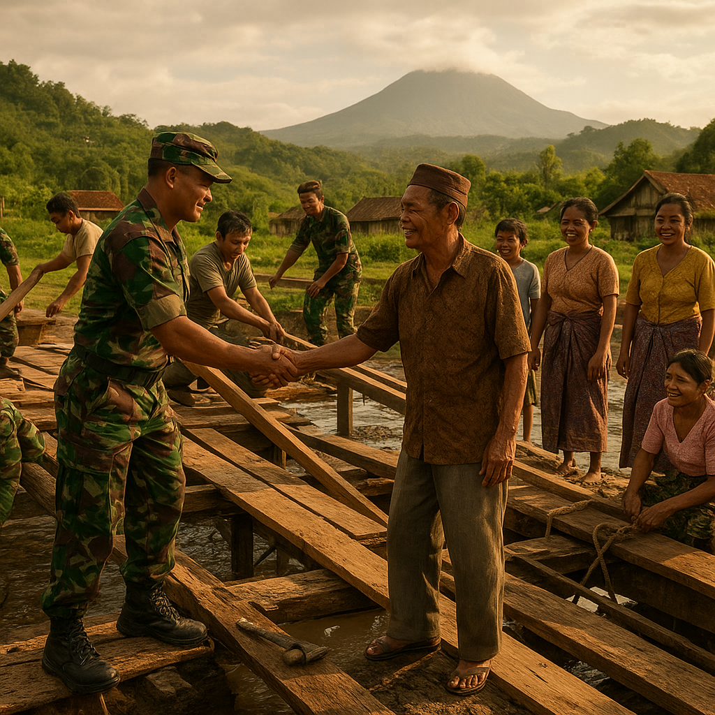 Gotong Royong TNI dan Warga Perbaiki Jembatan Rusak di Desa Terpencil Flores