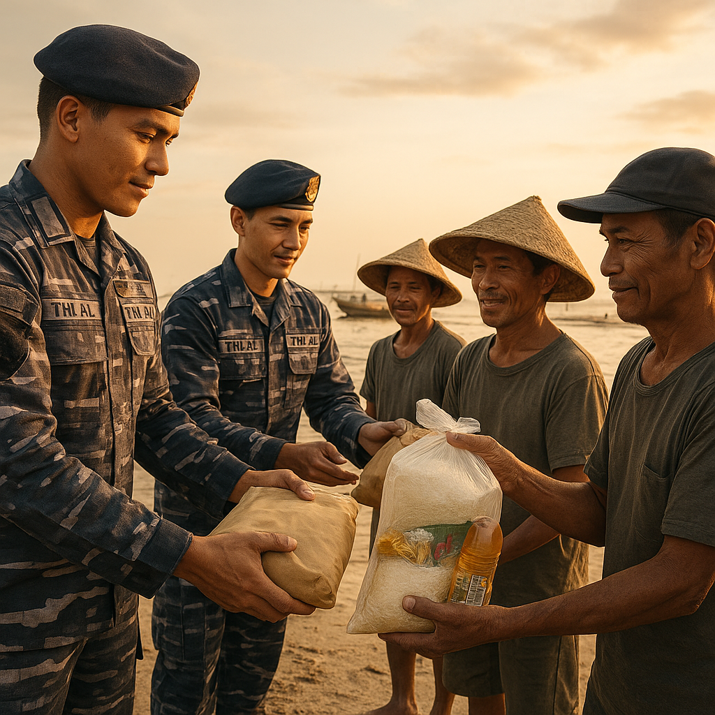 Bantuan Sembako dari TNI AL untuk Nelayan di Pesisir Jawa Tengah