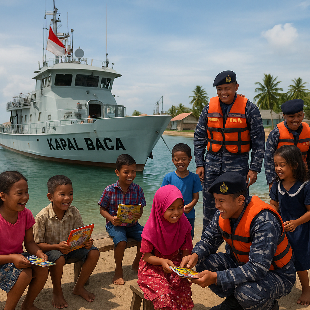 TNI AL Kirim 'Kapal Baca' Sambangi Anak-Anak Pulau Terpencil Kepri
