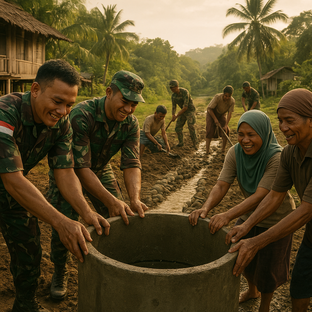Tetes Air Penghapus Dahaga: Satgas TNI Bantu Perbaikan Sumur dan Saluran Air di Desa Terpencil Kalimantan