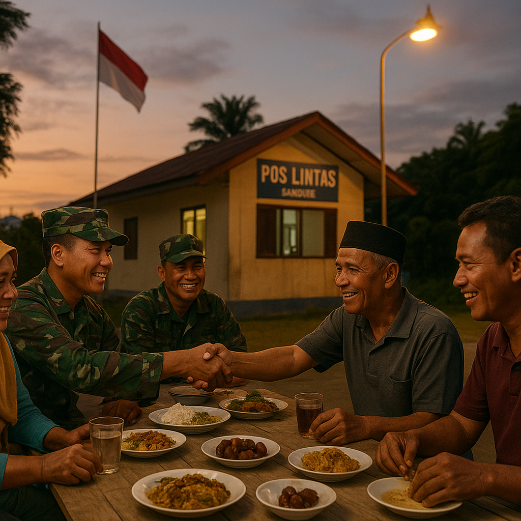 Buka Bersama di Pos Perbatasan: Prajurit dan Warga Sangihe Rayakan Ramadan dengan Sederhana
