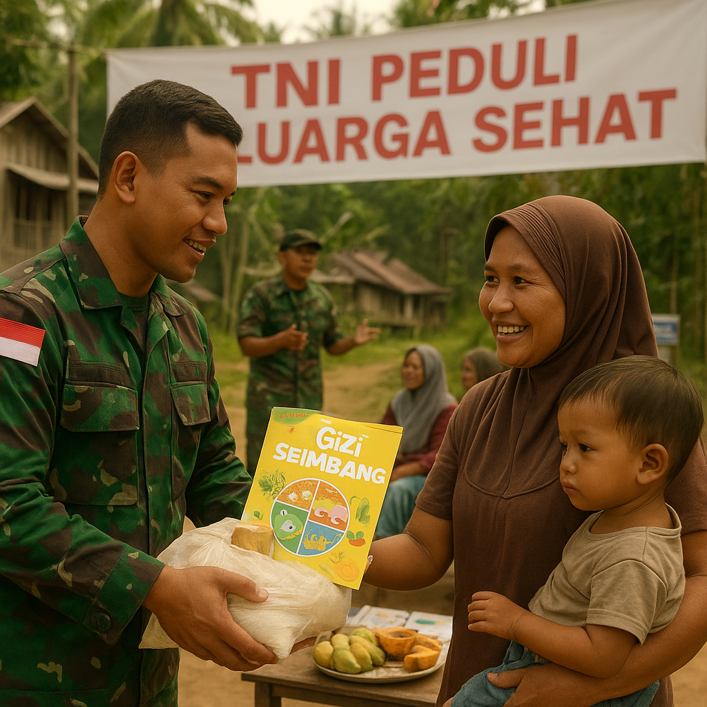 TNI Bagikan Paket Sembako dan Edukasi Gizi untuk Keluarga di Perbatasan Kalimantan