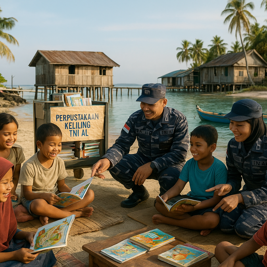 Anak-Anak di Pulau Terpencil Natuna Kini Bisa Belajar dengan Perpustakaan Keliling Satgas TNI AL