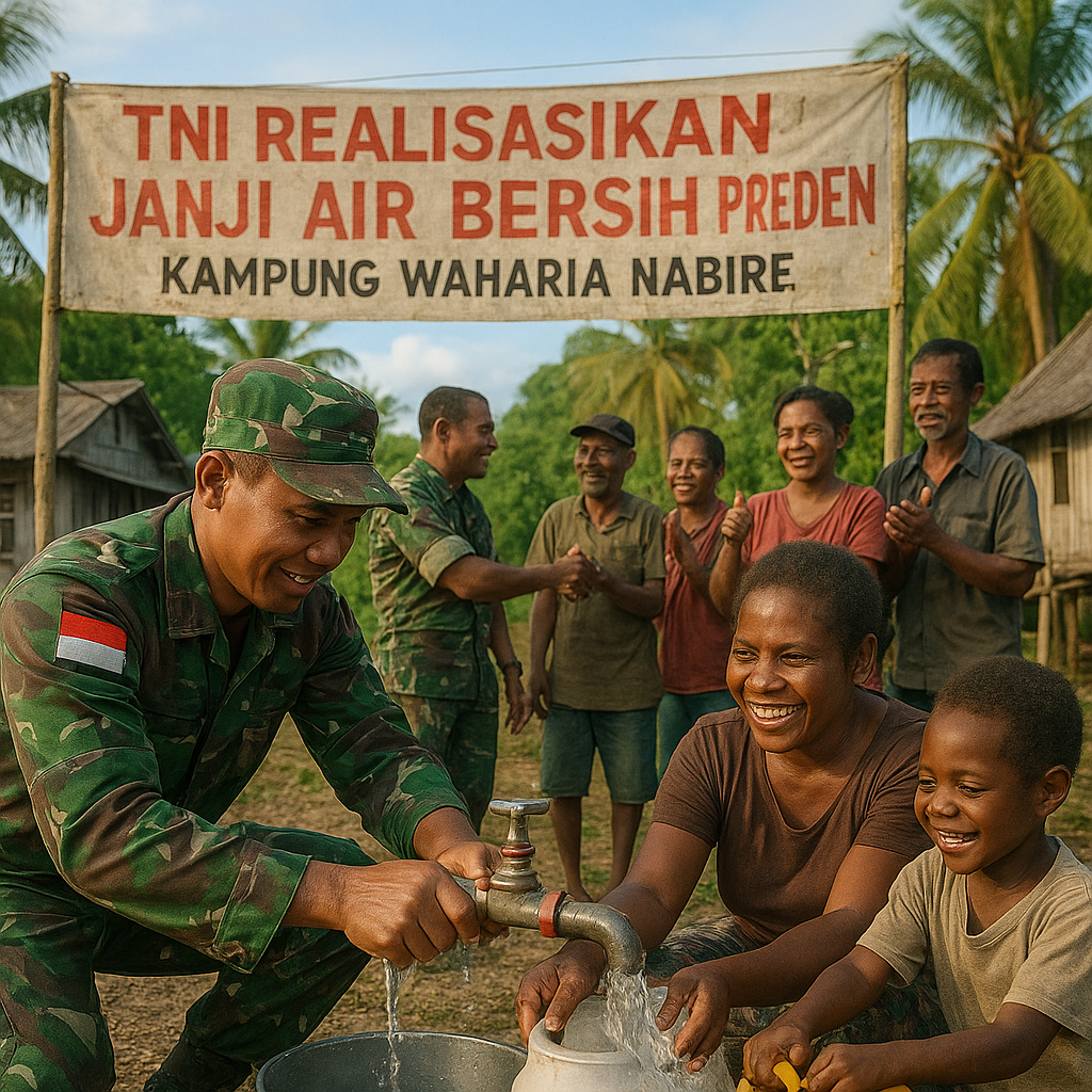 TNI Realisasikan Janji Air Bersih Presiden di Kampung Waharia Nabire