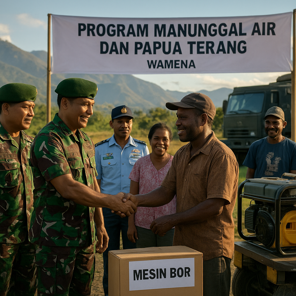 TNI AD Perkuat Program Air dan Terang Papua dengan Dukungan Logistik