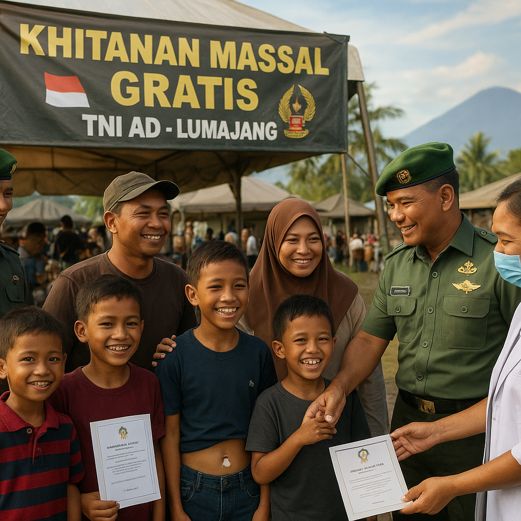 TNI AD Gelar Khitanan Massal Gratis di Lumajang, Bantu Anak Kurang Mampu