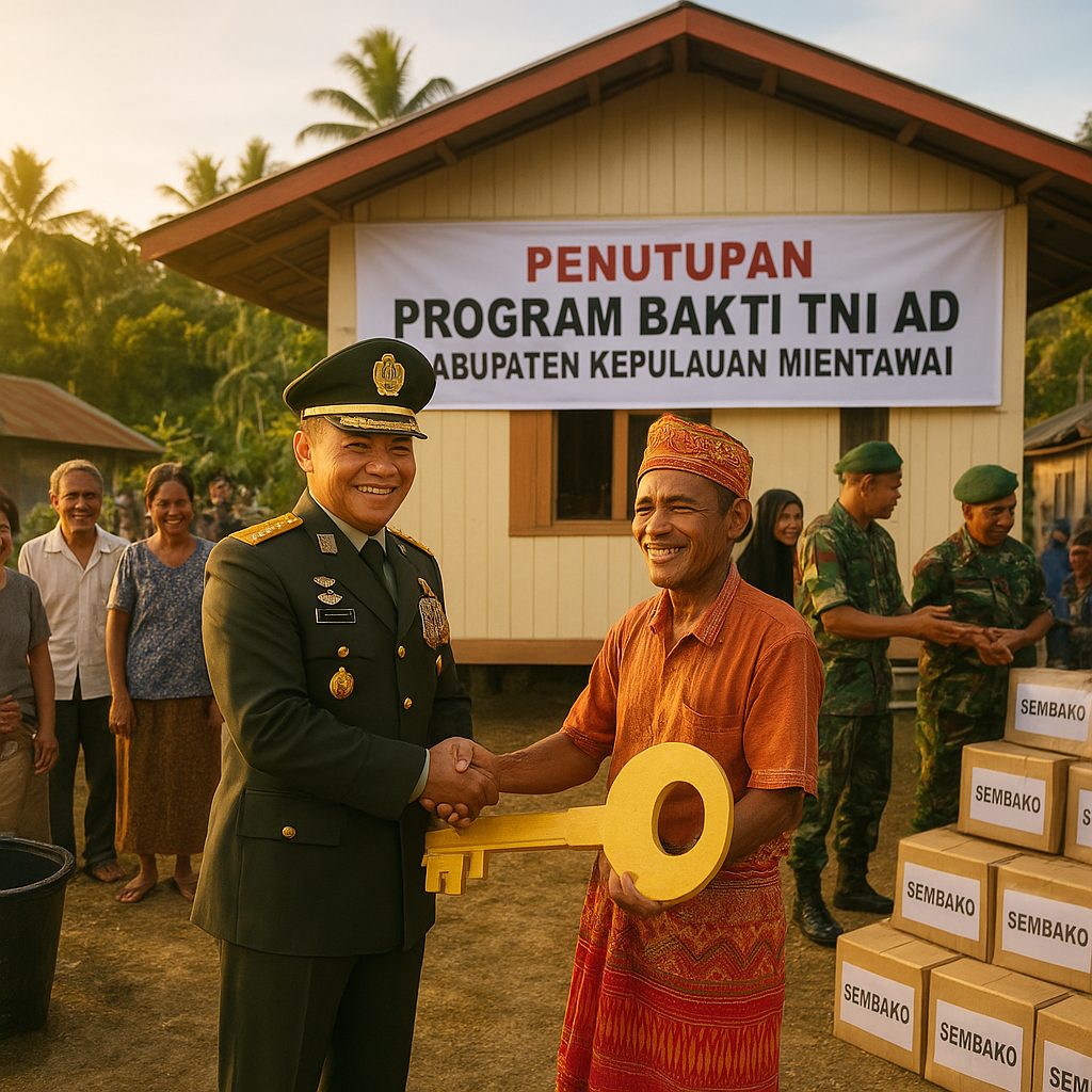 Danpusterad Resmi Tutup Program Bakti TNI AD Untuk Rakyat di Kabupaten Kepulauan Mentawai