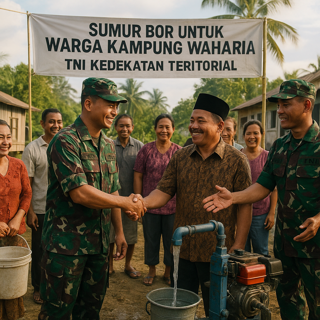 Atasi Krisis Air Bersih, TNI Bangun Sumur Bor untuk Warga Kampung Waharia, Diapresiasi Kepala Kampung