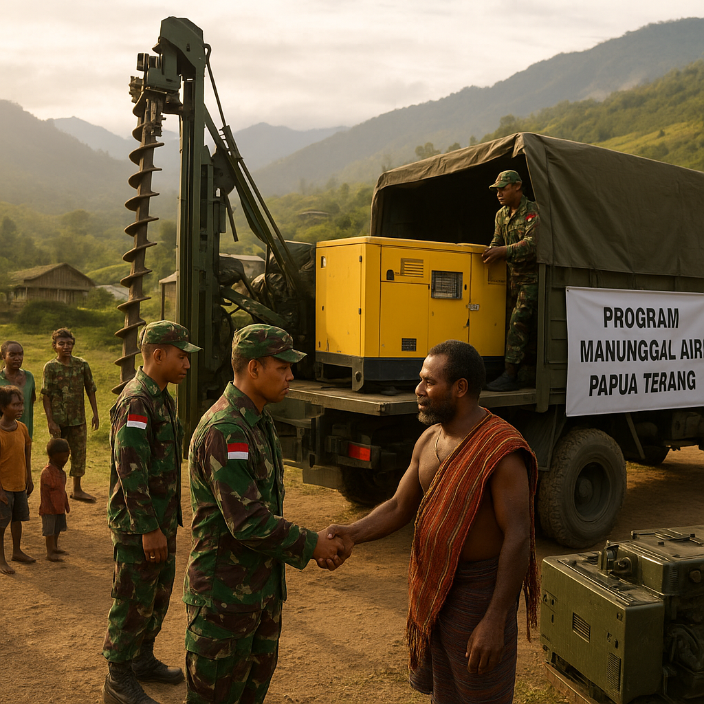 Perluas Akses Air Bersih dan Listrik di Papua, TNI AD Kirim Dukungan Program Manunggal Air dan Papua Terang