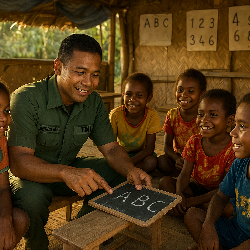 Cerita Hangat Prajurit TNI yang Mengajar Anak-anak di Sekolah Darurat Papua