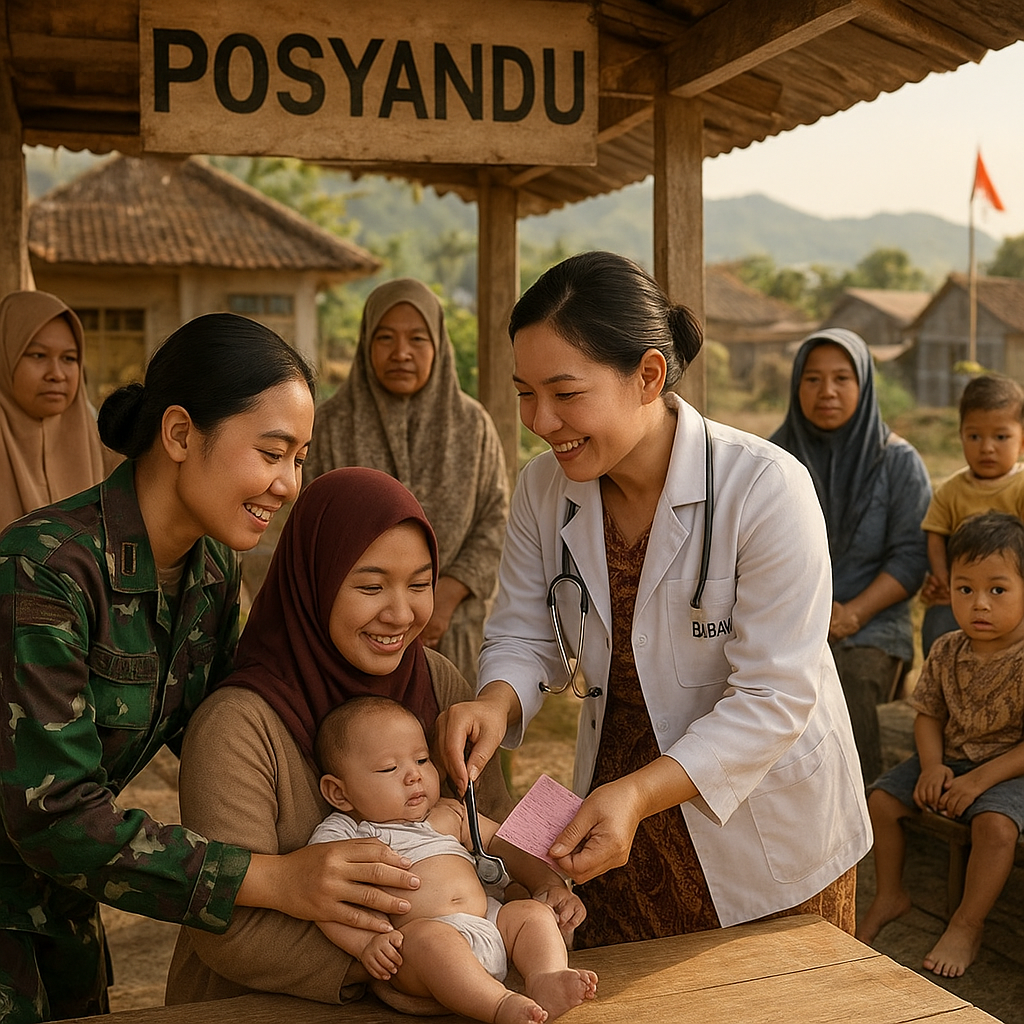 Posyandu Dibalut Hangatnya Bimbingan Bidan dan Prajurit TNI di Perbatasan
