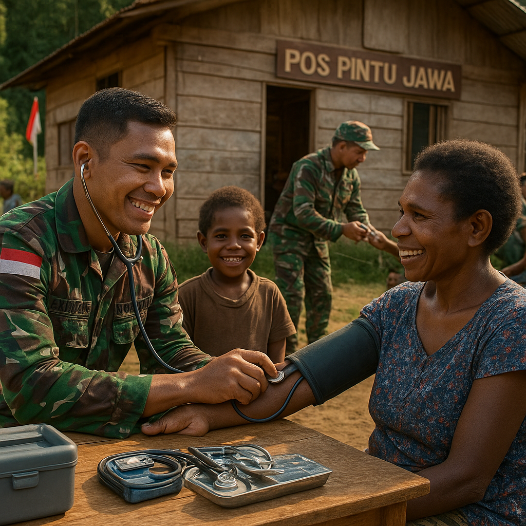 Senyum dan Sehat dari Pos Perbatasan: Satgas TNI Buka Layanan Kesehatan Gratis di Pintu Jawa, Papua