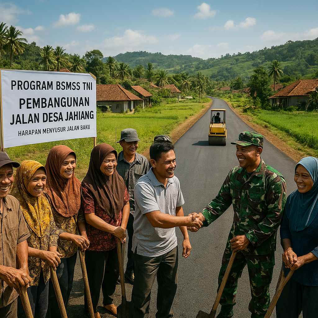 Harapan Menyusur Jalan Baru: Program BSMSS TNI Selesai Bangun Jalan di Desa Jahiang, Tasikmalaya