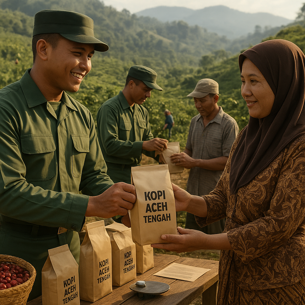 Dari Kebun Kopi ke Pasar: TNI Bantu Warga Desa di Aceh Tengah Pasarkan Hasil Panen