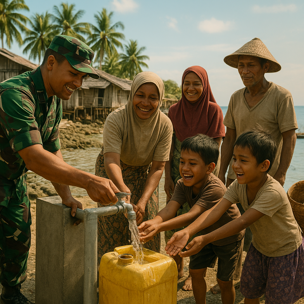 Sumur Bor TNI Hapus Duka Warga Pulau Terpencil di Sulawesi yang Krisis Air Bersih