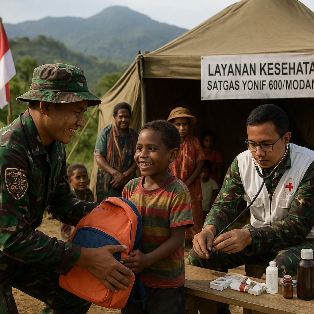 Satgas Yonif 600/Modang Hadirkan Harapan di Puncak Papua, Dari Layanan Kesehatan hingga Bantuan untuk Anak-anak
