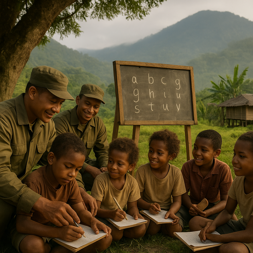 Guru Bantu dari Batalyon: Prajurit TNI Mengajar Baca-Tulis Anak-anak di Pegunungan Bintang