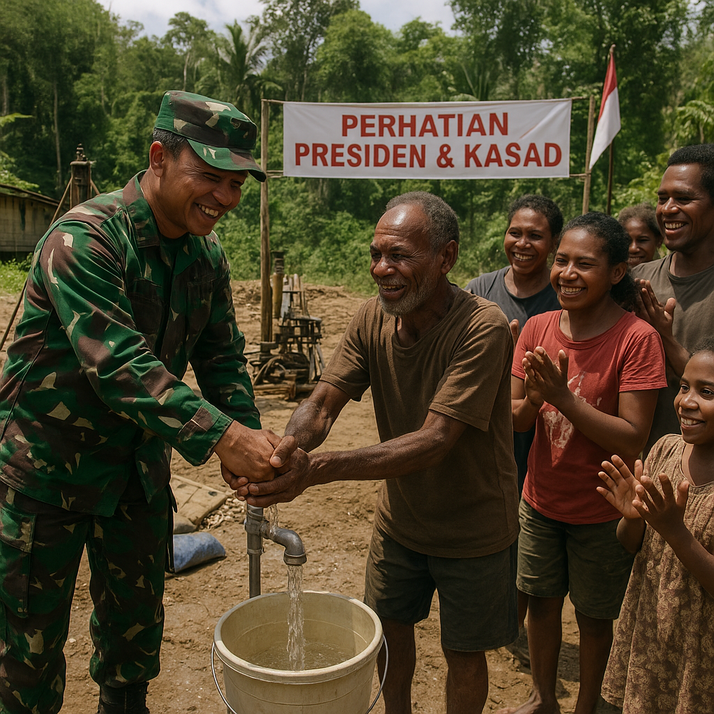 Air Kehidupan untuk Kampung Dagimon, TNI Hadirkan Sumur Bor dari Atas Perhatian Presiden & KASAD