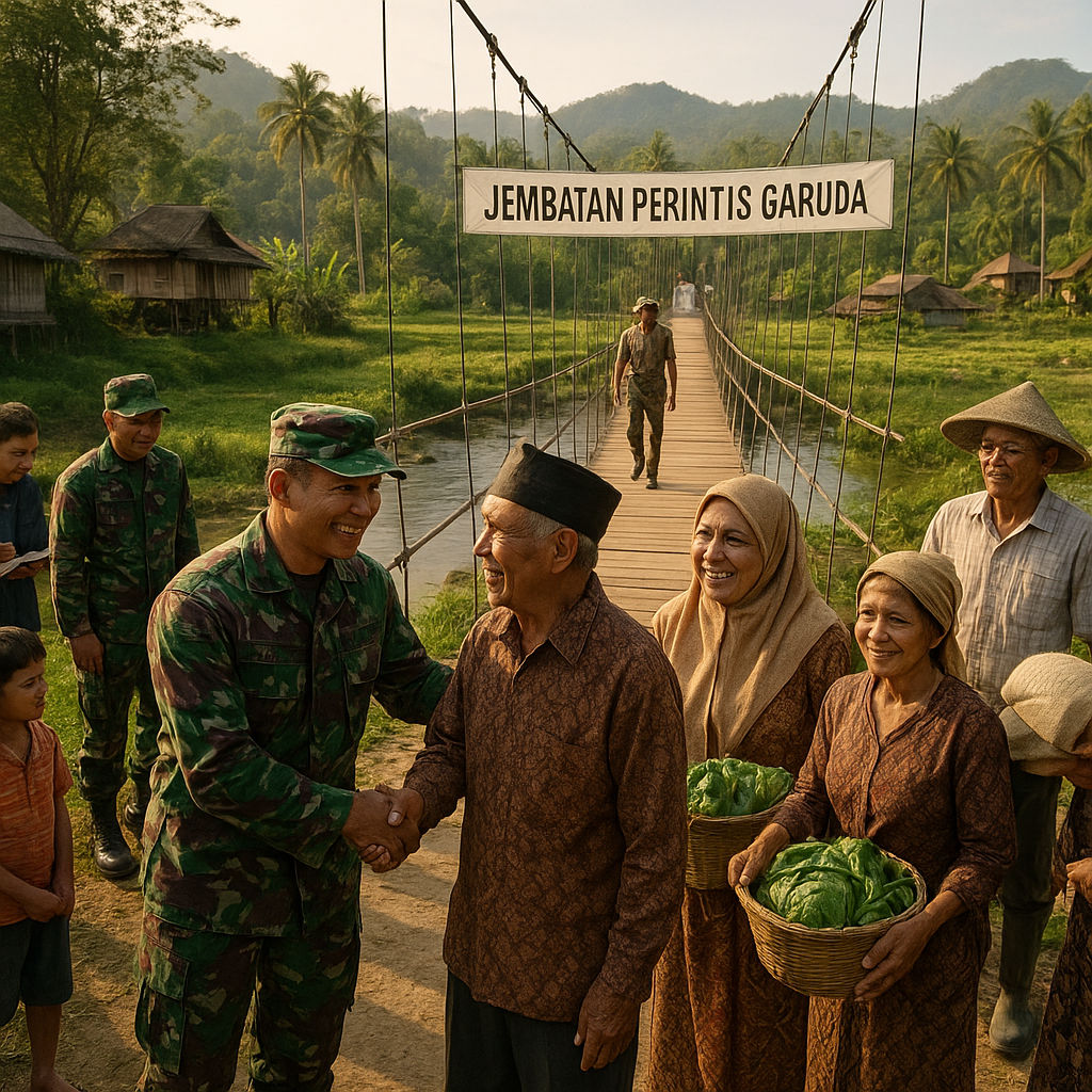 TNI Bangun Jembatan Perintis Garuda, Hubungkan Kampung Tua Kunyi dan Sentra Pertanian Warga