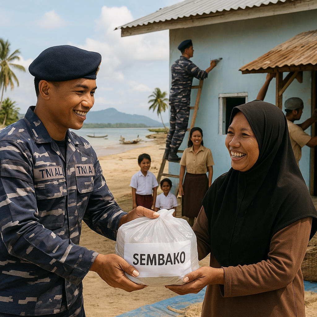 TNI AL Bantu Renovasi Sekolah dan Bagikan Sembako di Pesisir Sulawesi Tengah