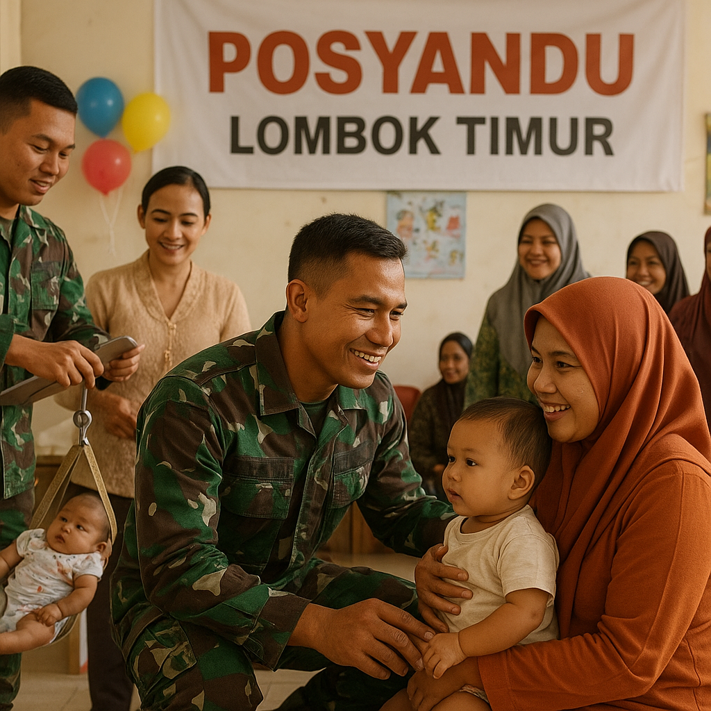 Kegiatan Posyandu Didampingi TNI di Lombok Timur Jadi Lebih Hidup dan Meriah