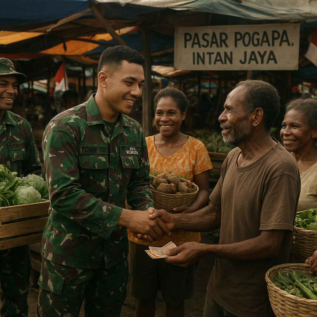 Program ROSITA Satgas Yonif 757 Dongkrak Semangat Petani Papua dengan Memborong Hasil Tani