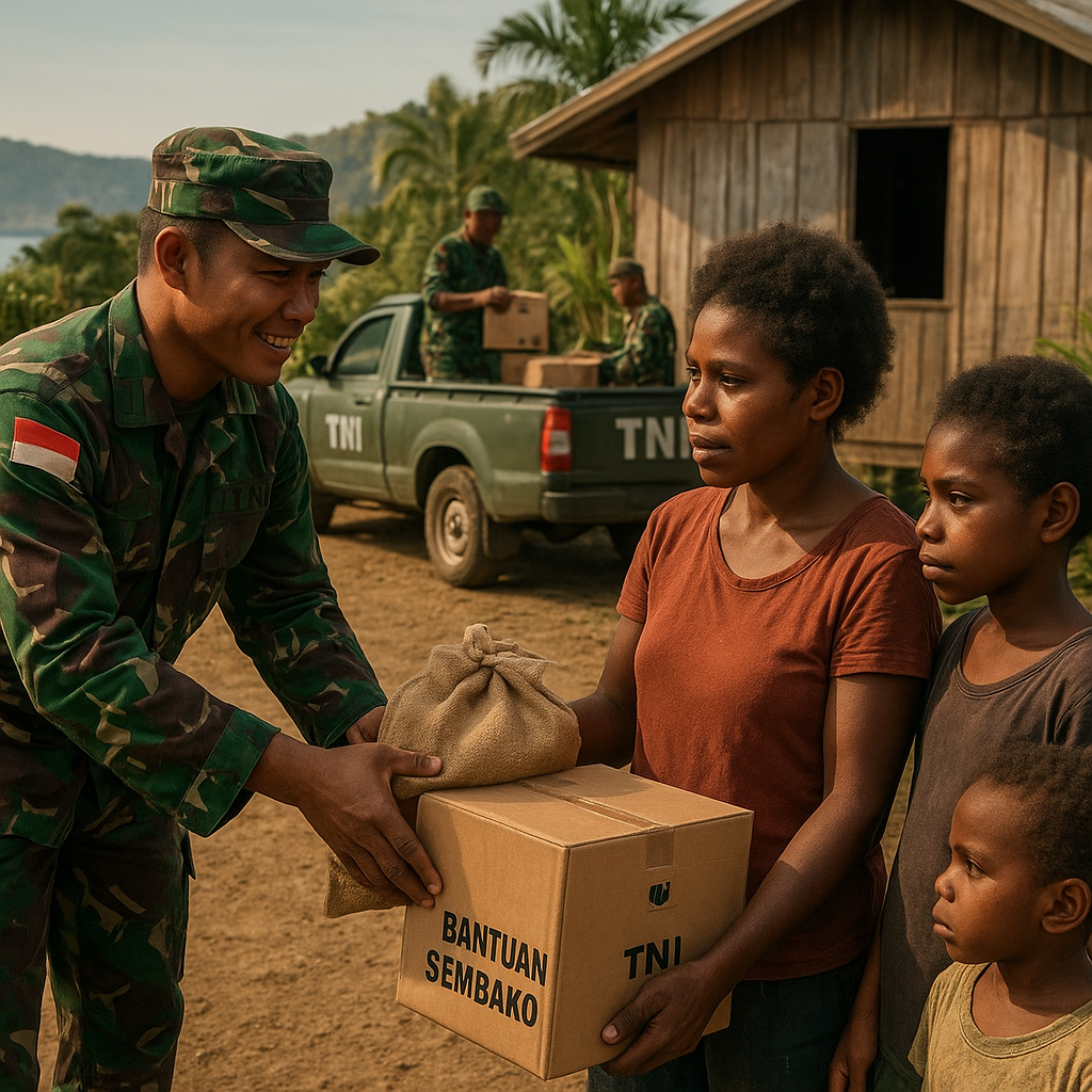 Bantuan Sembako dari TNI untuk Keluarga Prasejahtera di Pinggiran Jayapura