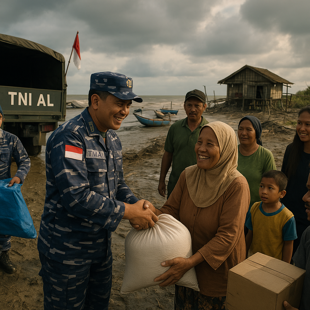 TNI AL Bantu Petani Nelayan di Pesisir Jawa Tengah Terdampak Cuaca Ekstrem