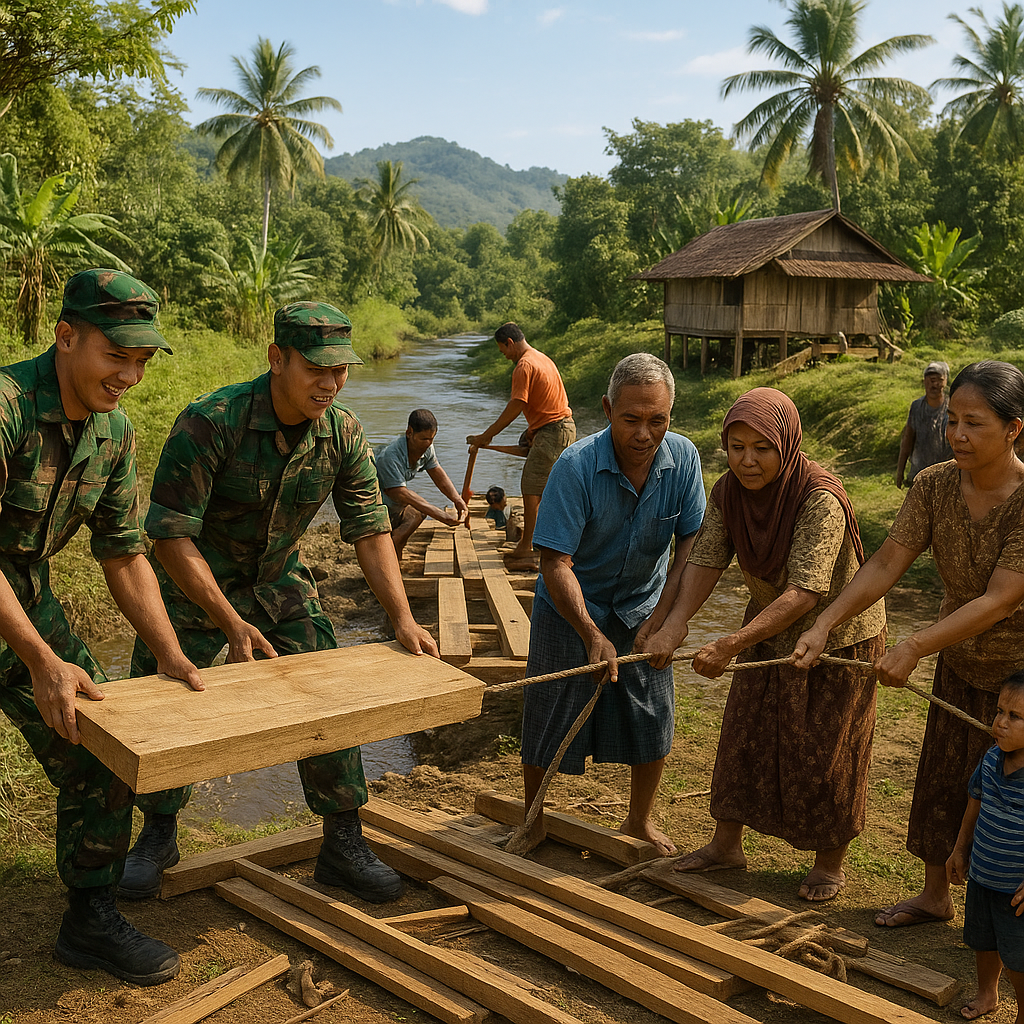 Jembatan Impian Warga Pakava Mulai Terwujud Berkat Bantuan TNI