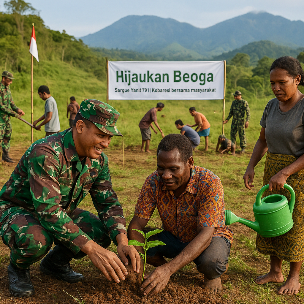 Hijaukan Beoga, Satgas Yonif 731/Kabaresi Tanam Pohon dan Tata Lingkungan, Warga: Jadi Inspirasi Jaga Alam Papua