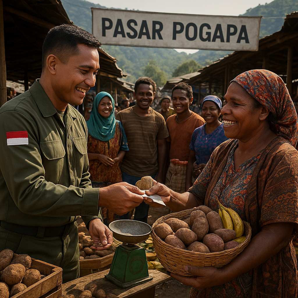 Borong Hasil Tani Warga Papua, Program ROSITA Satgas Yonif 757/GV Dongkrak Ekonomi Petani Intan Jaya