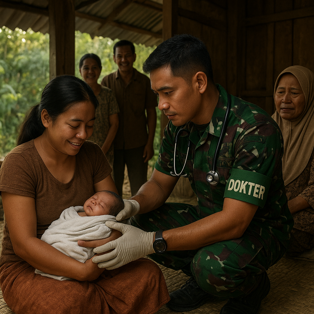Dokter Prajurit TNI Tangani Persalinan Darurat di Desa Terisolir Kalimantan, Selamatkan Ibu dan Bayi