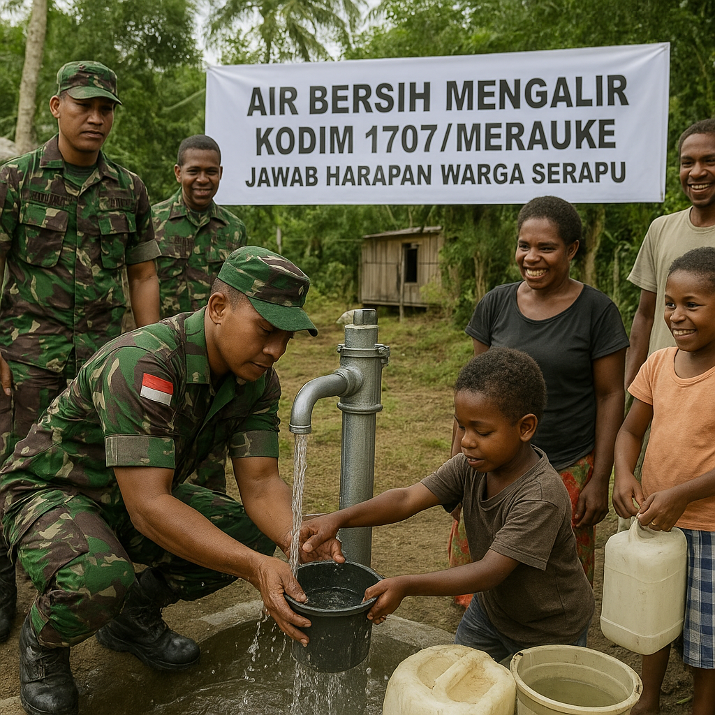 Air Bersih Mengalir, Kodim 1707/Merauke Jawab Harapan Warga Serapu