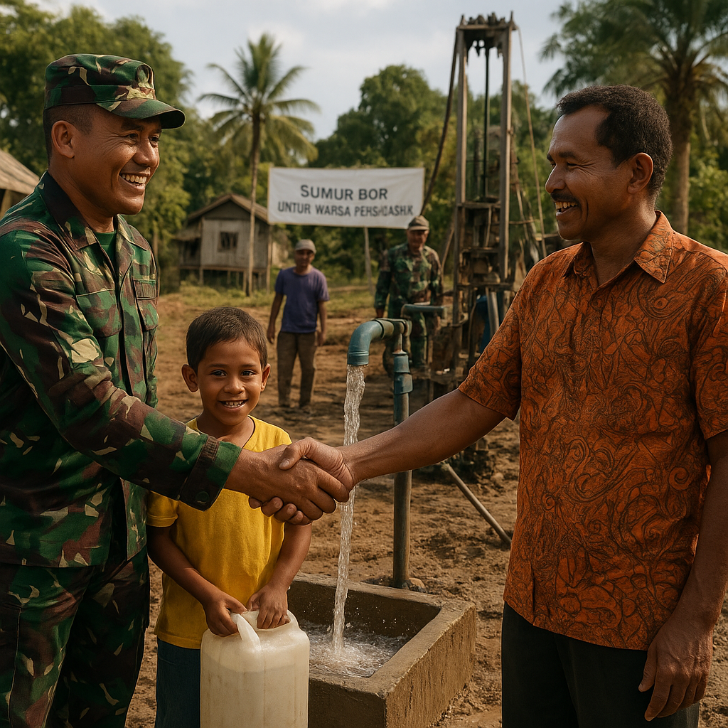 TNI dan Rakyat Satu Hati: Satgas Yonif 123/Rajawali Wujudkan Sumur Bor untuk Warga Perbatasan