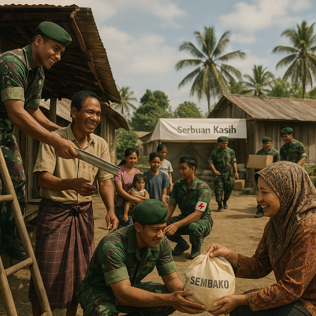 Serbuan Kasih di Donggala: TNI Perbaiki Rumah, Bagikan Sembako, dan Obati Warga Desa Bale