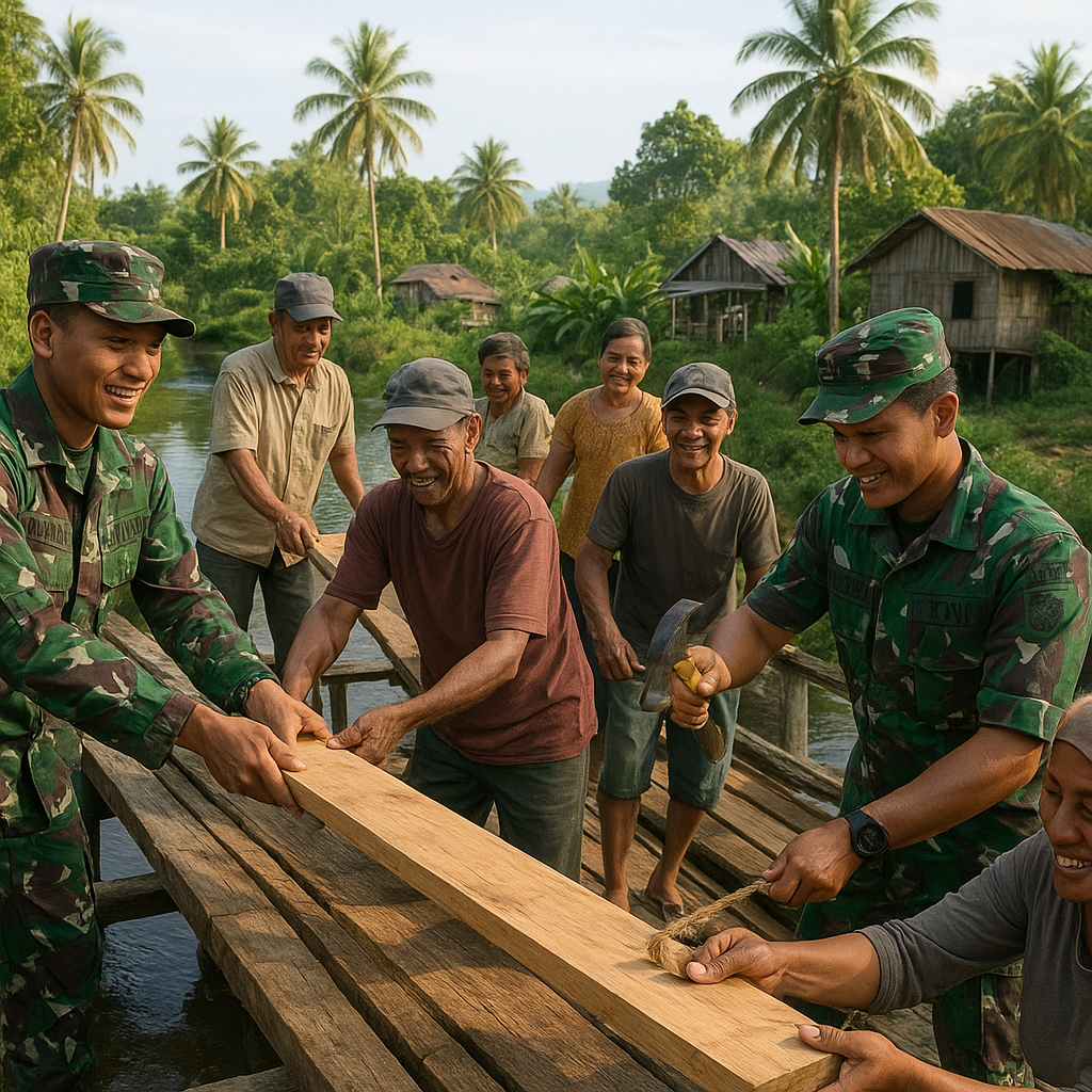 TNI AD Bantu Perbaiki Jembatan di Desa Terpencil Maluku