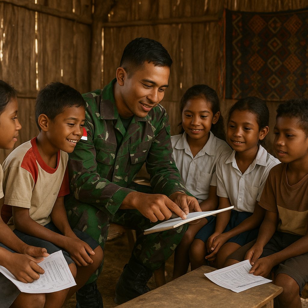 Babinsa Jadi Guru Dadakan, Bantu Anak-Anak Belajar di Pelosok NTT