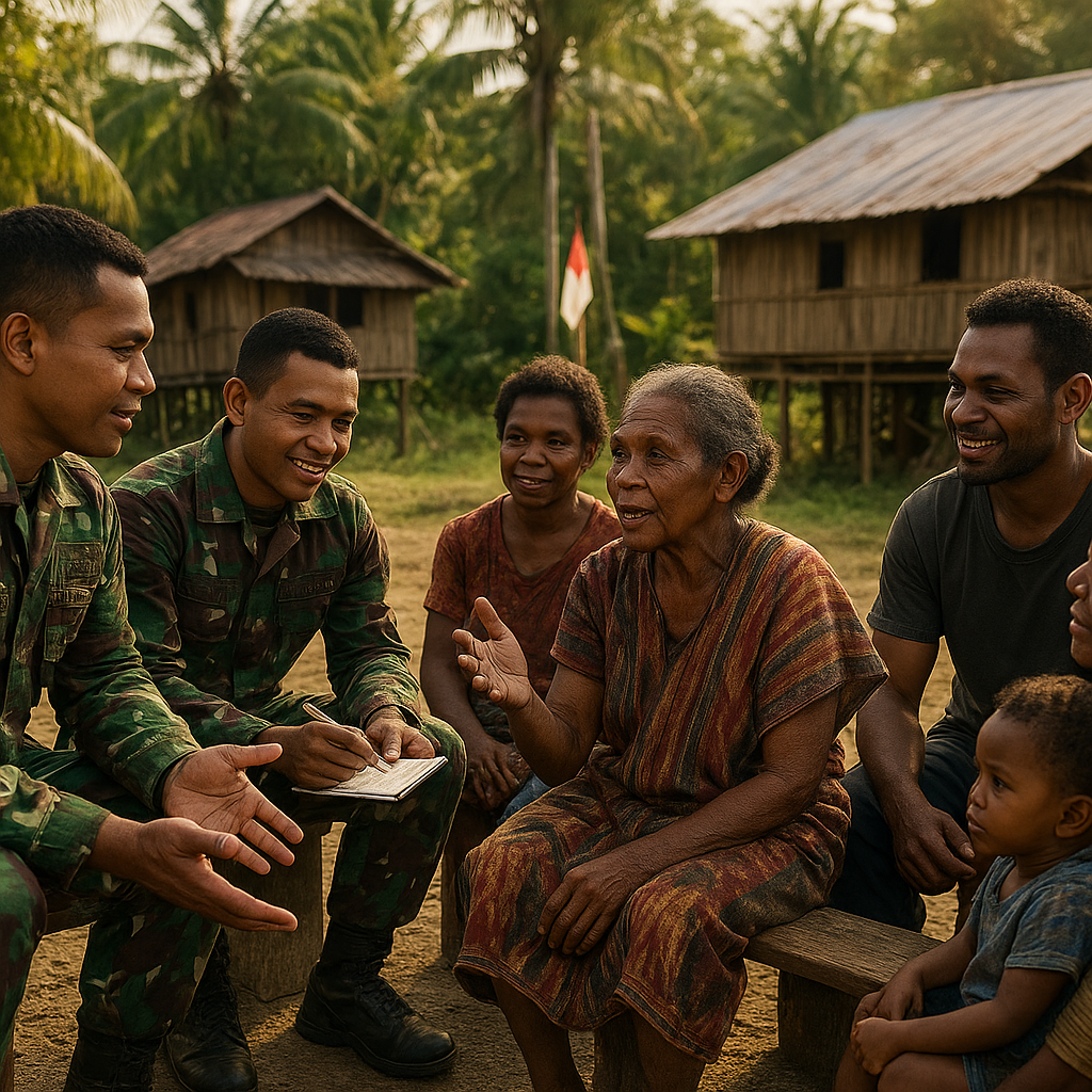 Sentuh Hati Warga Papua, Satgas Yonif 757/GV Bangun Kepercayaan Lewat Komsos di Kampung Hiyabu