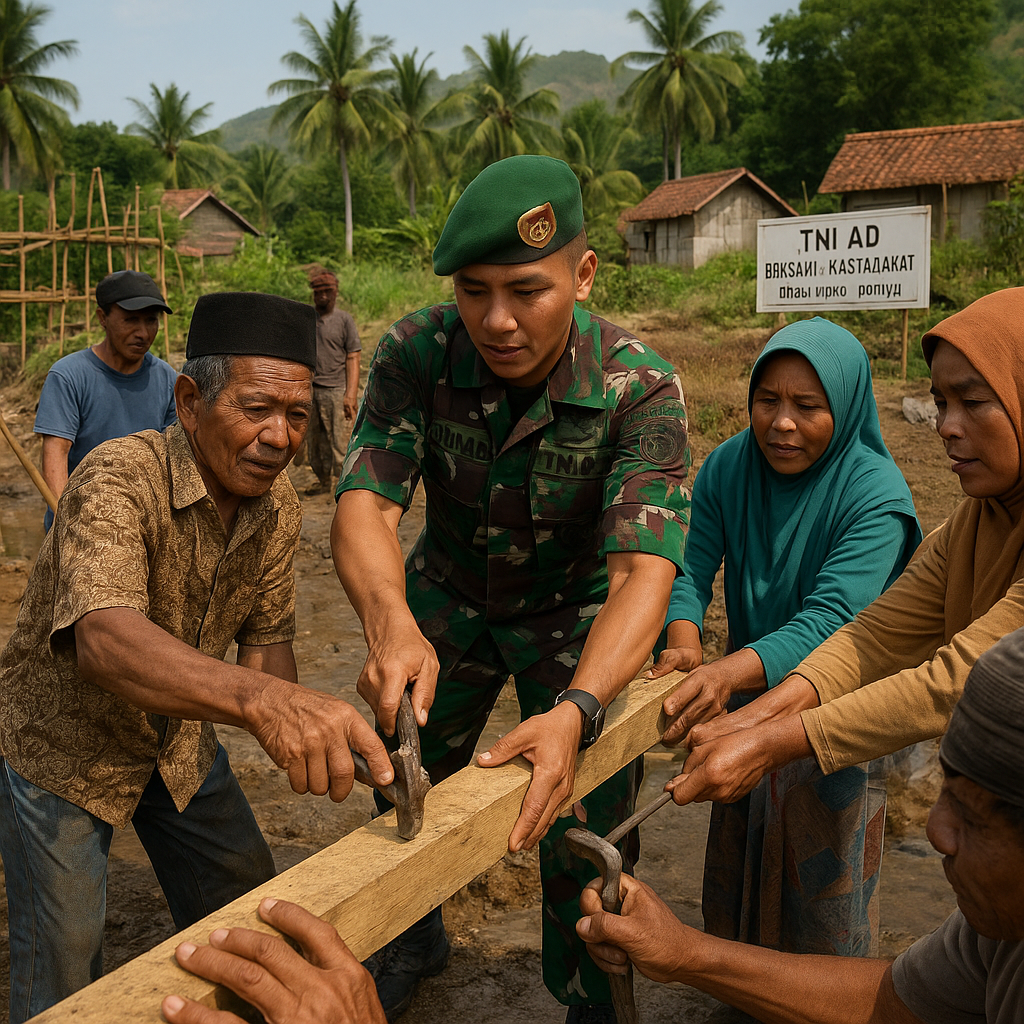 TNI AD Bersama Masyarakat Bangun Akses Penghubung Desa Woko Demi Kelancaran Aktivitas Warga