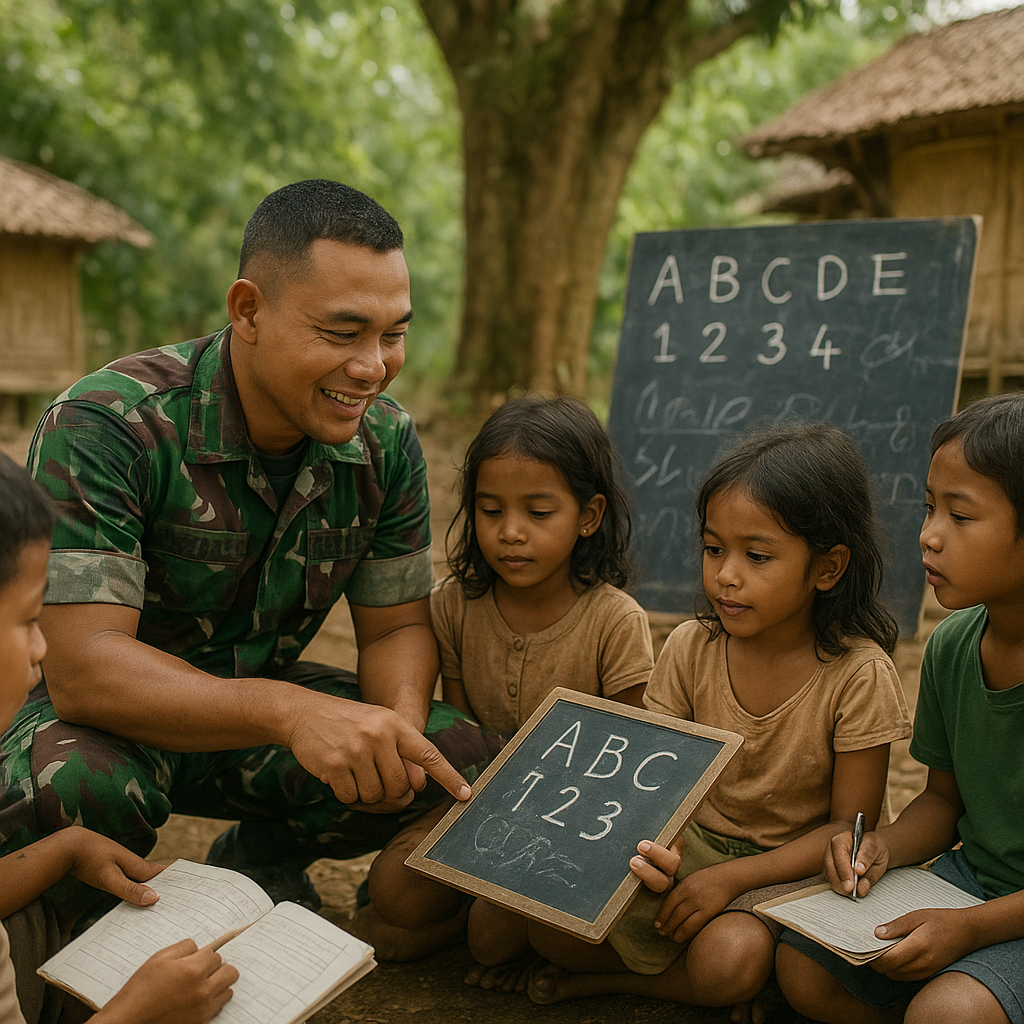 Prajurit TNI Jadi Guru Dadakan, Bantu Anak-anak Pelosok Belajar Calistung