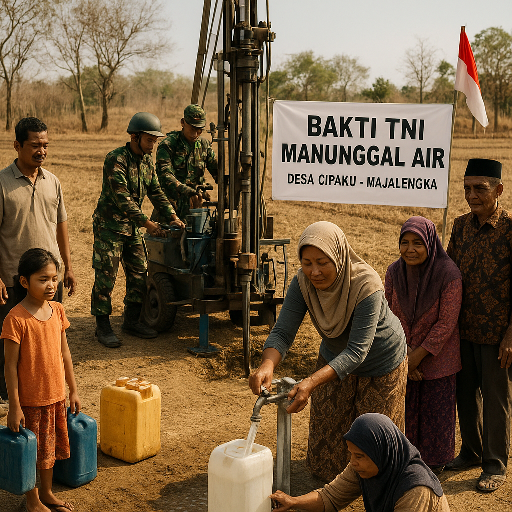 Air Bersih untuk Cipaku, Bakti TNI Manunggal Air Hadirkan Solusi di Musim Kemarau