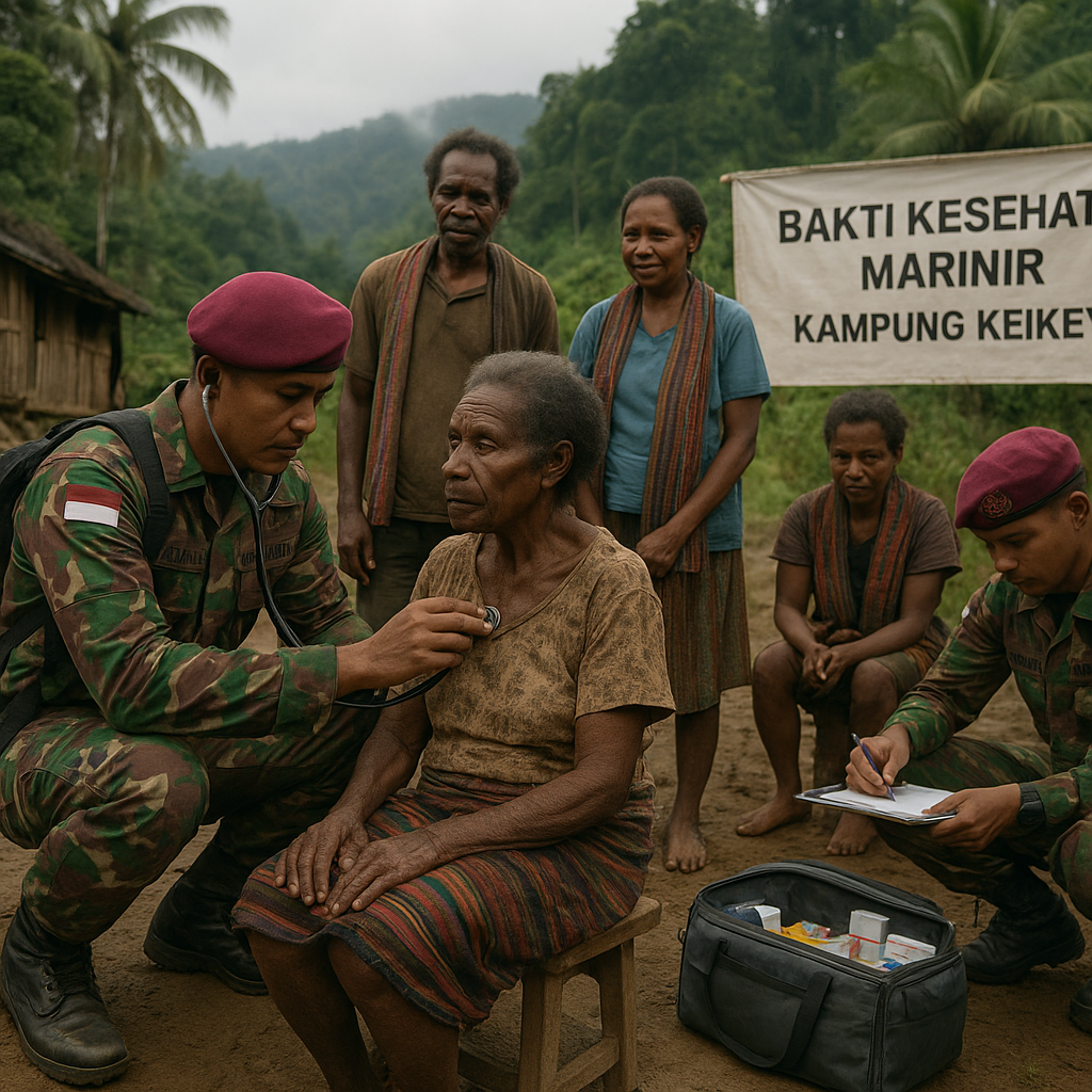 Marinir Tembus Pedalaman Yahukimo, Periksa Kesehatan Warga di Kampung Keikey