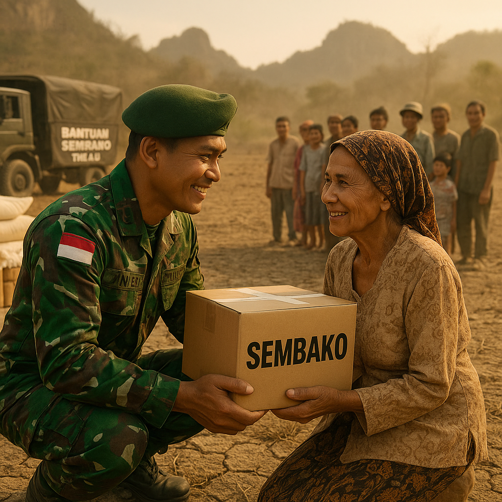 TNI AD Bagikan Ribuan Paket Sembako untuk Warga Terdampak Kekeringan di Gunungkidul