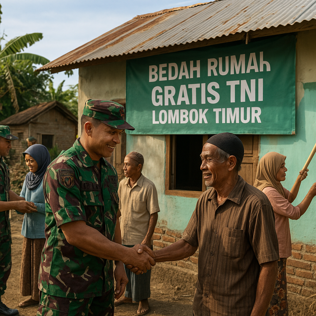 Program Bedah Rumah Gratis oleh TNI di Lombok Timur Disambut Sukacita Warga