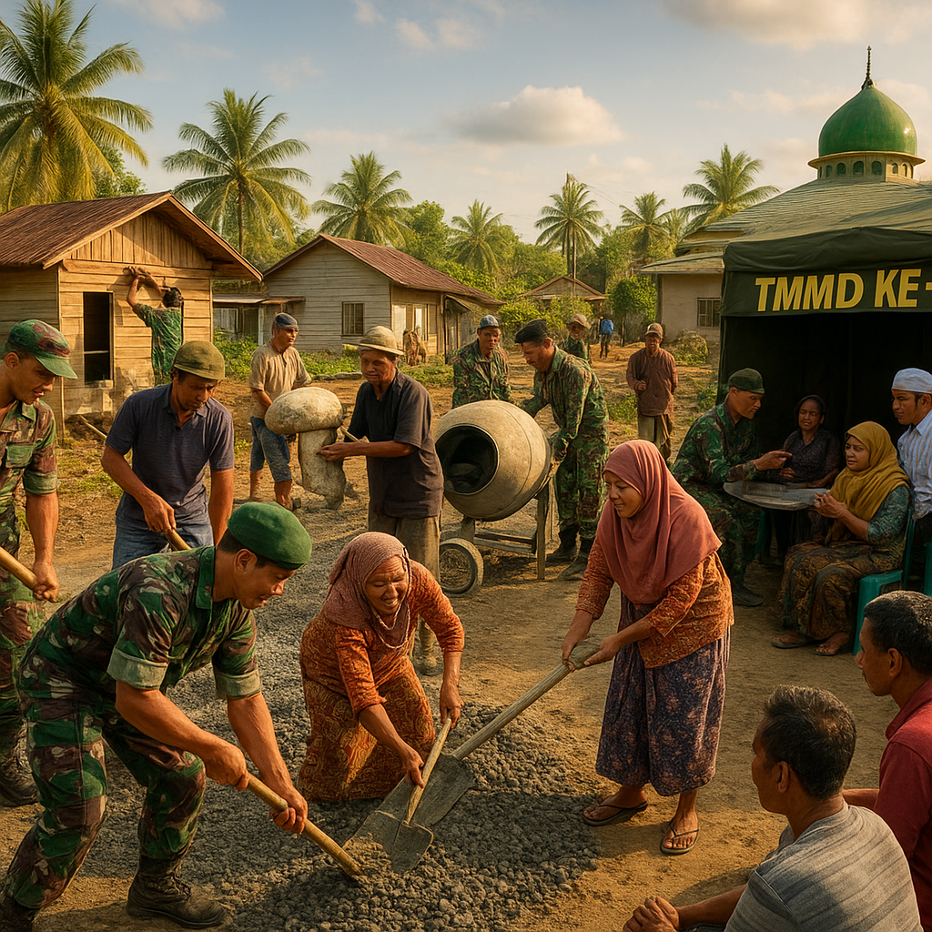 TMMD Ke-129 Dimulai di Pelalawan, Gotong Royong Percepat Pembangunan Hingga Pelosok Desa